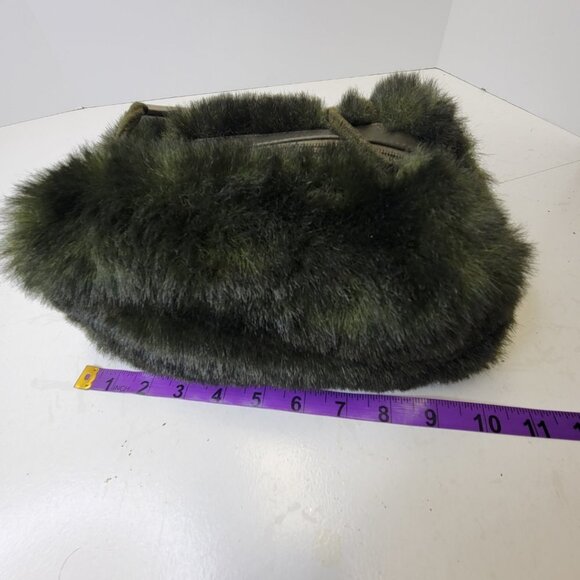 Green Fuzzy Faux Fur Rectangular Handbag - Picture 12 of 16